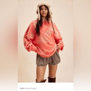 Free People Classic Printed Oversized Crewneck NWT